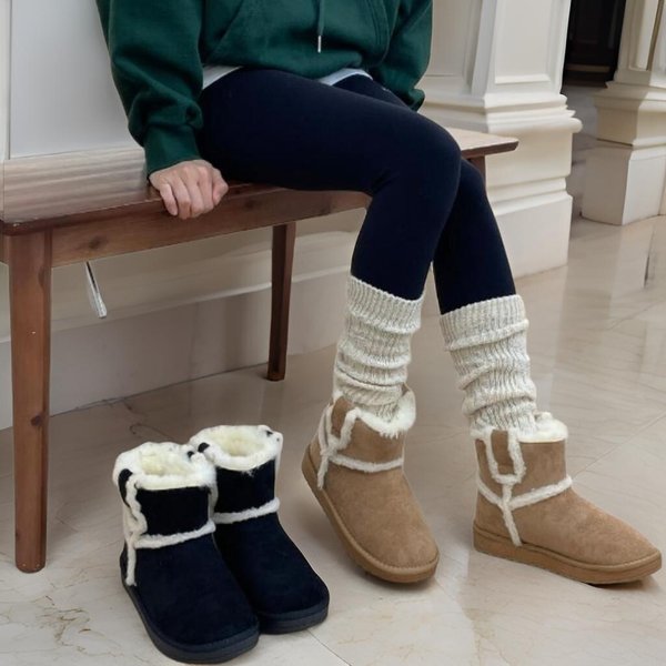 [옷자락] 여성 털안감 베이직 라인 겨울 앵클부츠