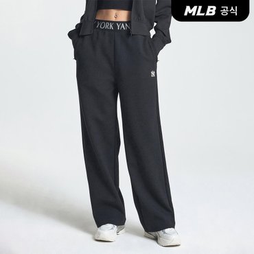 MLB [코리아공식] 여성 베이직 럭슬레저 밴드 세미 와이드팬츠 NY (Black)