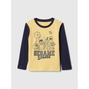 베이비갭 GAP 124 Sesame Street 그래픽 티셔츠 반팔 프렌치 아몬드 옐로우 9335596