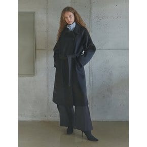 WOOL BUTTON MAXI COAT / BLACK