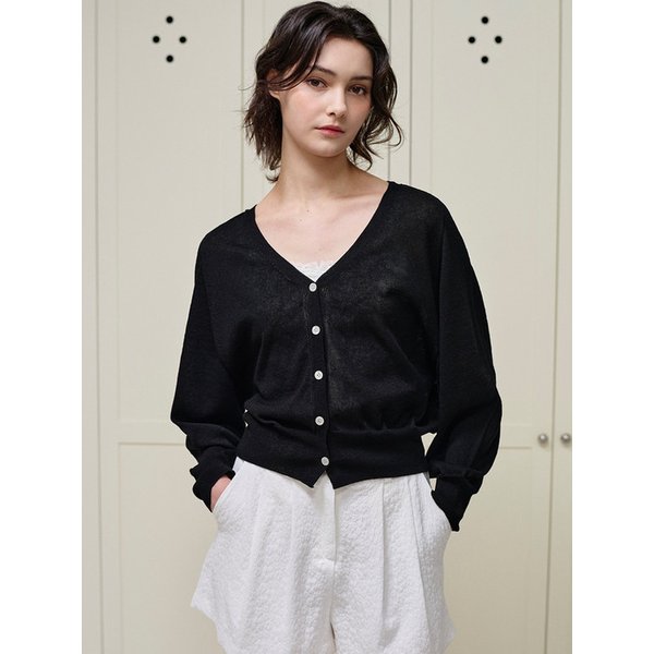 Summer Linen Knit Cardigan_Black