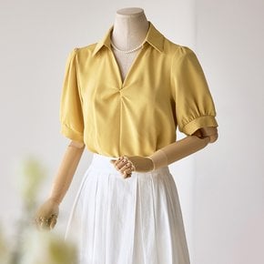 카라 꼬임넥 반팔 블라우스_T2506BL621B