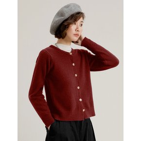 LS_Red wine round neck cardigan