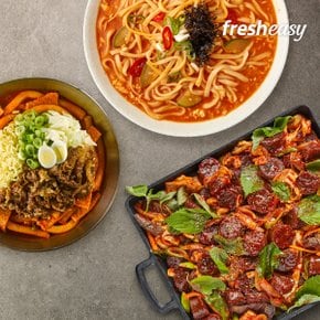 호로록우삼겹떡볶이 2인분+매콤깻잎순대볶음 2인분+장 칼국수 2인분(냉장)