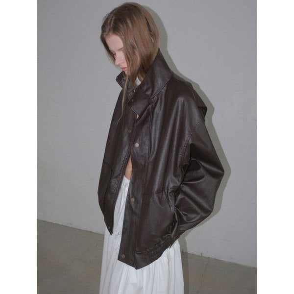 시티 스냅 오버핏 레더블루종(Brown)