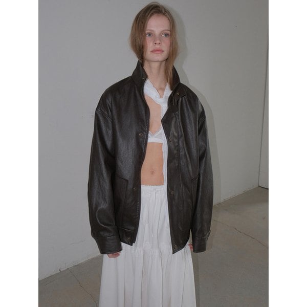 시티 스냅 오버핏 레더블루종(Brown)