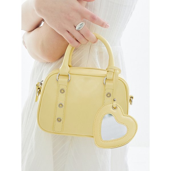 [리퍼브] 하트 미러 버클 미니 토트 크로스백 _ 옐로우