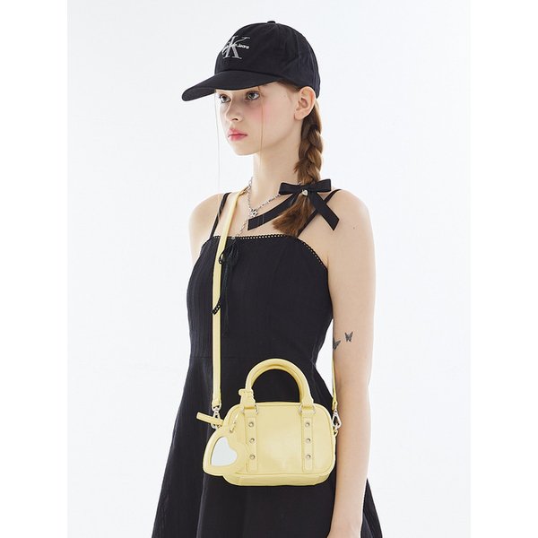 [리퍼브] 하트 미러 버클 미니 토트 크로스백 _ 옐로우