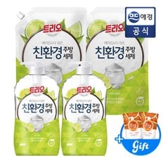 베이킹소다 담은 주방세제 라임향 680ml x 2개 + 1.2 리필 2개