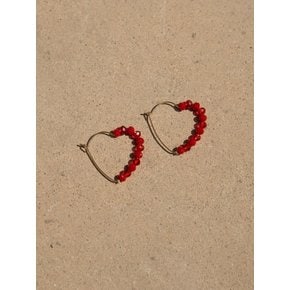 Red heart hoop earring