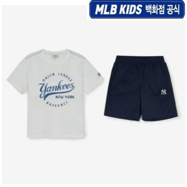 MLB키즈 [백화점 공식]25SS  빈티지 원형 아트웍 티셔츠 세트  7AS1VT153-50NYS