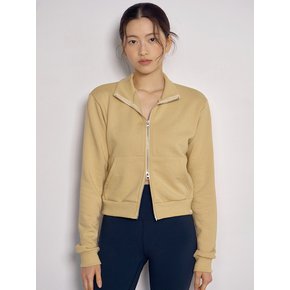 Cotton high neck zip-up (Cheese)