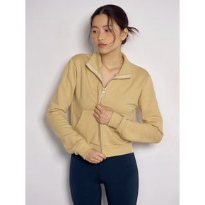 Cotton high neck zip-up (Cheese)