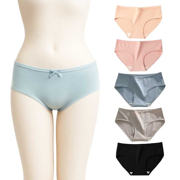 순면스판 삼각미디 여성면팬티 5매세트