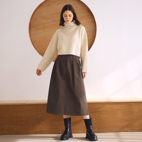 Turtleneck Cropped Knit Pullover - IVORY