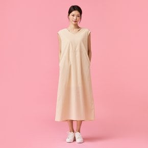 여 사각사각 코튼 컷아웃 민소매 원피스(IVORY / BLACK)