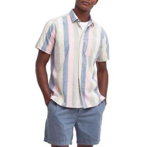 4532678 Barbour Portwell Summer Fit Stripe Short Sleeve Linen  Cotton Button-Up Shirt