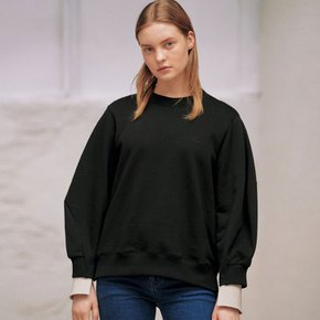 Louise Volume Sleeve Sweat Shirt_Black