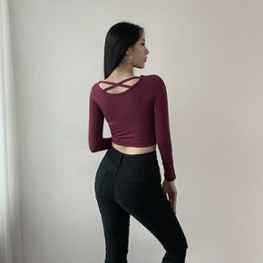 / 1+1 유넥 엑스끈 백포인트 기모 크롭 티셔츠 9컬러