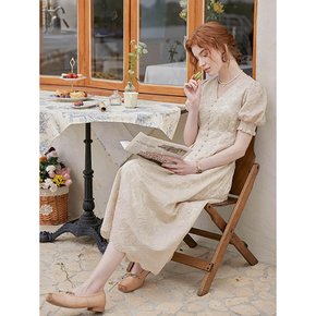 PM_Fugitive princess v neck dress_BEIGE