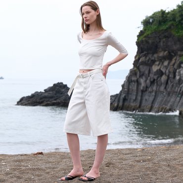 노이어 포우먼 벨티드 버뮤다 와이드 데님 팬츠 NW25SDN07 (3color)