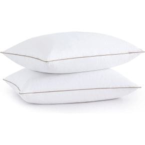 Puredown® Goose Feathers and Down Pillow Made in USA Premium White Bed Sleeping Breathabl