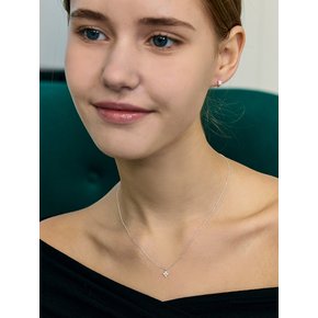 [진주귀걸이 2종 증정] Faceted round flower hoop necklace