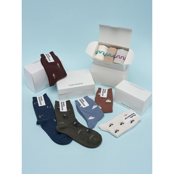 싹스탑 드로잉 우먼 삭스 5-6P 세트 기프트 4종