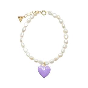 HEART AND PEARL DATING DATING BRACELET/ HRT025-PURPLE
