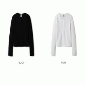 여성용 골지 헨리넥 긴팔티 / Ribbed Henry Neck Long Sleeve T-shirt_A WHLAE4991F