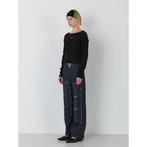 SIGNATURE RAW CUT DOUBLE KNEE DENIM PANTS (INDIGO)