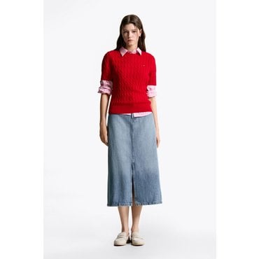 타미힐피거 T22F6NSC001WT1 스트레이트 데님 미디 스커트