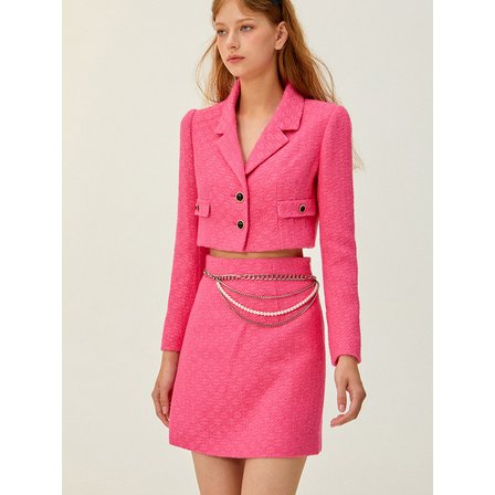 이바나헬싱키 [리퍼브]Lea Tweed Crop Jacket (Pink)