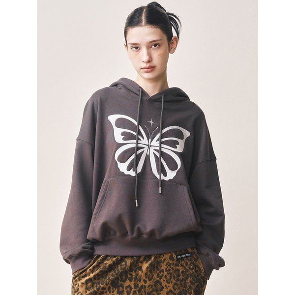 BUTTERFLY EMBROIDERY HOODIE_CHARCOAL SILVER