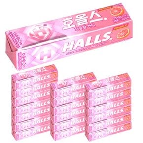 HALLS 호올스 스틱 멘톨 사탕 졸음방지 캔디 자몽 20개