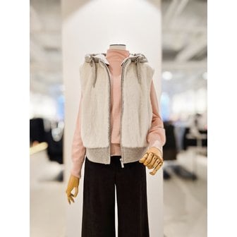 아이잗컬렉션 [파주점] [더아이잗컬렉션]후디드 니트 배색 밍크 베스트 CRCAFSV11