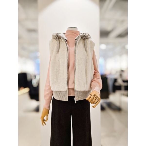 [파주점] [더아이잗컬렉션]후디드 니트 배색 밍크 베스트 CRCAFSV11