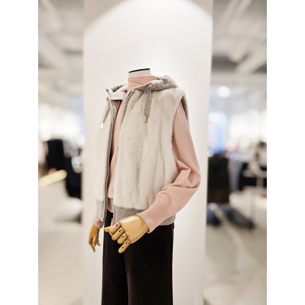 [파주점] [더아이잗컬렉션]후디드 니트 배색 밍크 베스트 CRCAFSV11