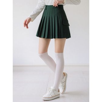 퍼디 포켓 큐롯 플리츠 스커트 [딥그린]