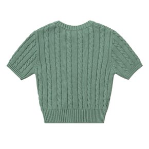 LAYERED LOGO HALF CABLE KNIT_ASH GREEN