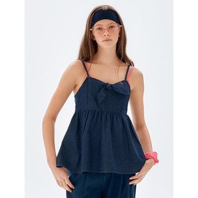 Denim Ribbon Sleeveless Top