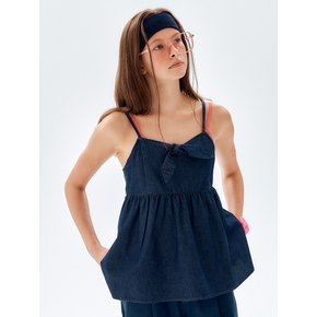 Denim Ribbon Sleeveless Top