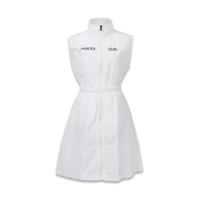 shine zip-up dress white