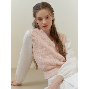 Candy floss knit vest (pink)