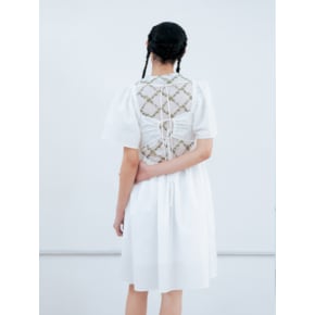 Square-Neck Backless Dress_White