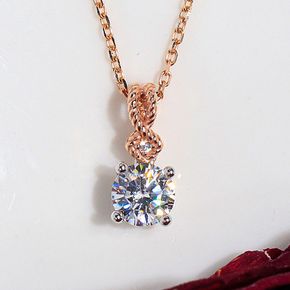 5부 다이아 목걸이 천연 현대 우신 루프 투톤 선물 결혼 기념일 14K