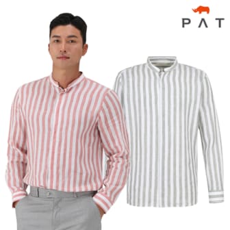 PAT [PAT남성] 남성 히든플라켓 헨리넥 린넨셔츠_QF31553