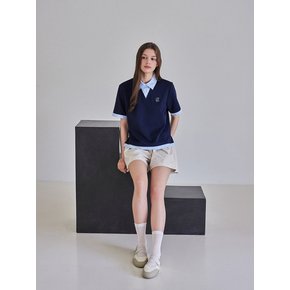 클래식로고 카라 레이어드 티셔츠 네이비