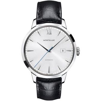  몽블랑 시계 Montblanc Meisterstuck Heritage Silver Dial 블랙 레더 Mens 워치 1674890