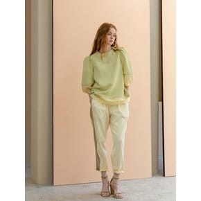 Ruffle Waistband Color-block Pants